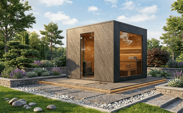 mini outdoor sauna pod
